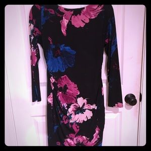 Sophisticated knee-length black floral dress